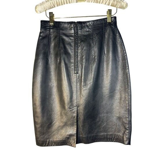 Vintage Leather Pencil Skirt Sz 6 Lamb Nappa Buttery Soft Cowgirl Core Classy - Picture 2 of 9